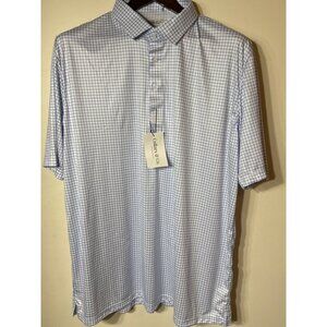 Collars & Co. Mens 3X-Large Relaxed Fit Blue & White Checkered Polo Shirt